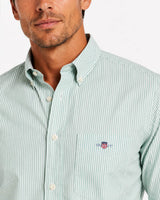 Gant Mens Regular Classic Poplin Banker Stripe Shirt Surplus Mint
