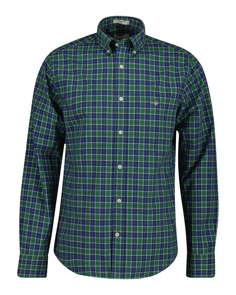 GANT Mens Regular Classic Poplin Check Shirt Forest Green Northern