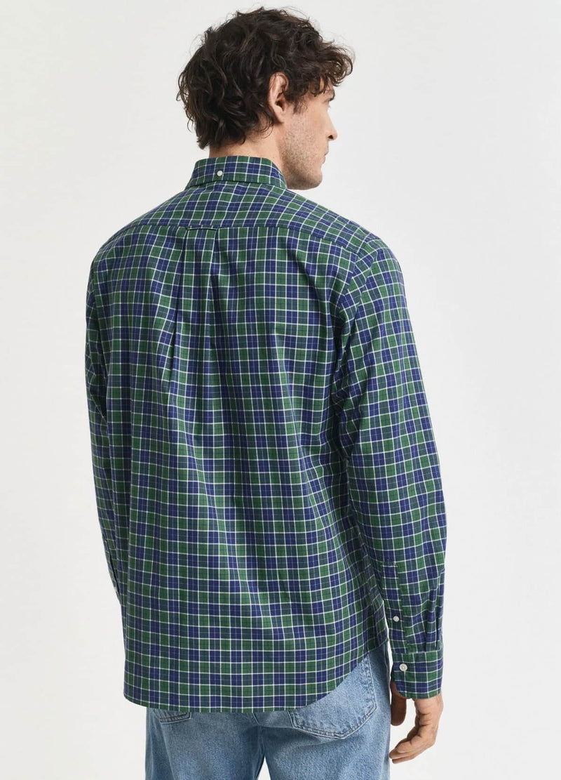 GANT Mens Regular Classic Poplin Check Shirt Forest Green Northern
