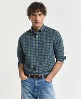 GANT Mens Regular Classic Poplin Check Shirt Forest Green Northern
