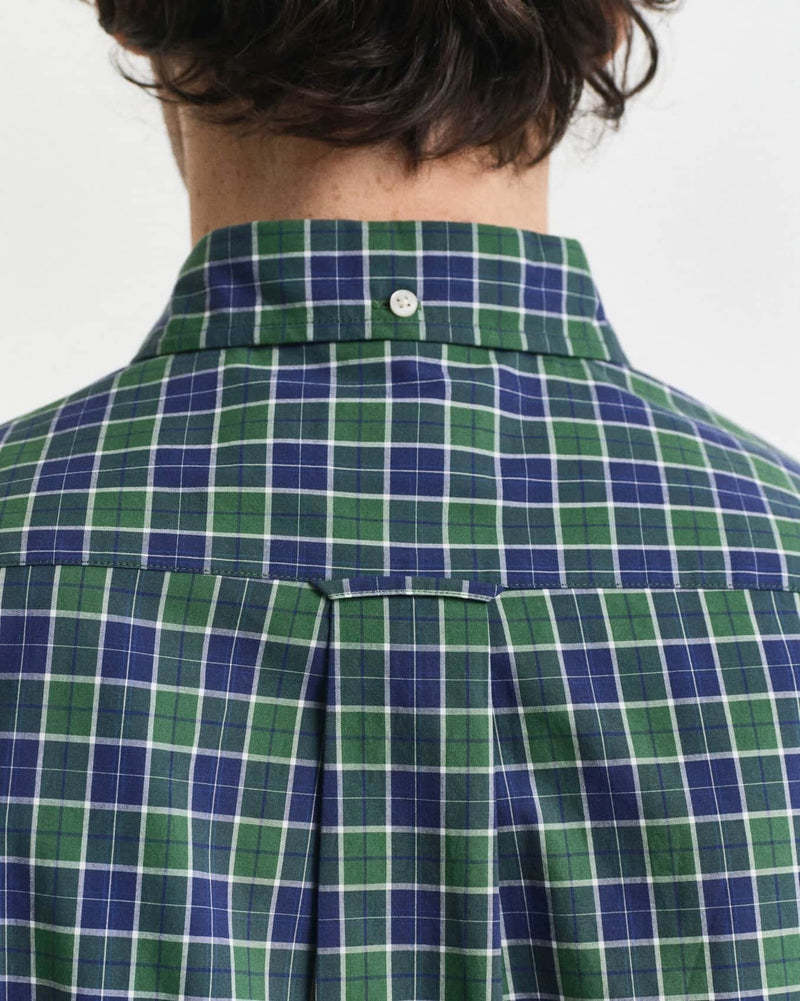 GANT Mens Regular Classic Poplin Check Shirt Forest Green Northern