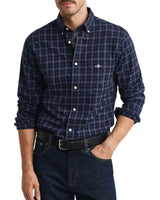 GANT Mens Regular Classic Poplin Check Shirt Persian Blue Northern