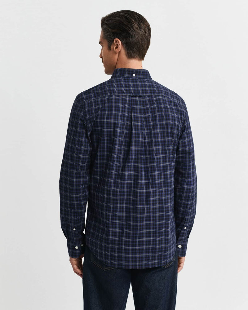 GANT Mens Regular Classic Poplin Check Shirt Persian Blue Northern
