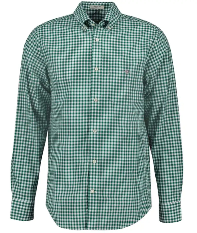 GANT Mens Regular Classic Poplin Gingham Shirt Deep Forest Green