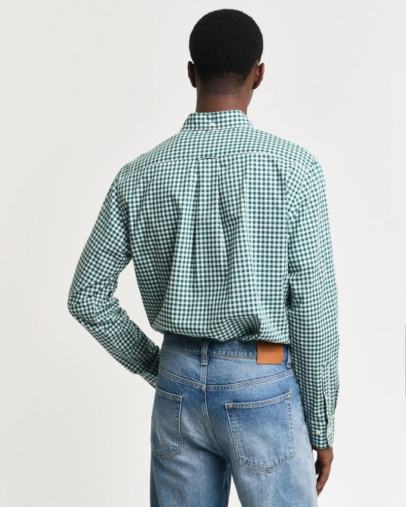 GANT Mens Regular Classic Poplin Gingham Shirt Deep Forest Green