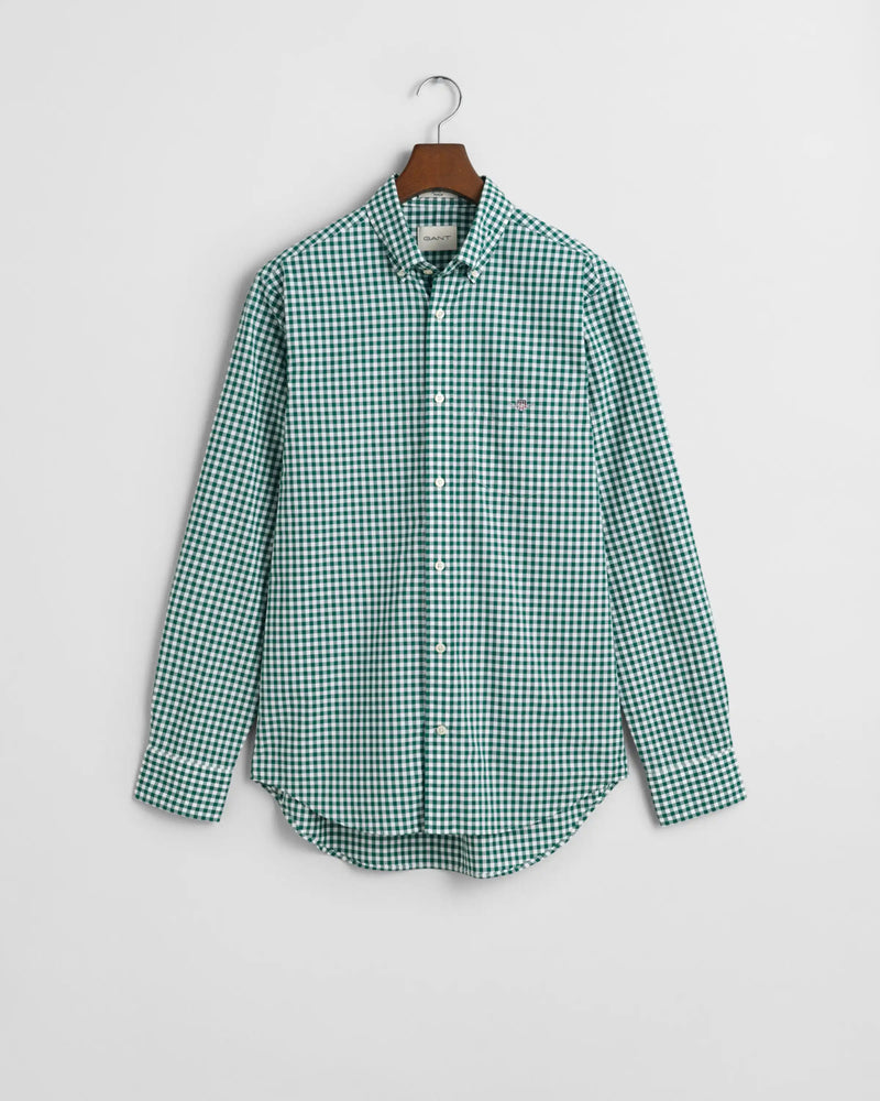 GANT Mens Regular Classic Poplin Gingham Shirt Deep Forest Green