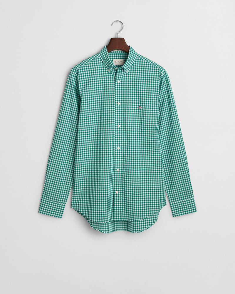 GANT Mens Regular Classic Poplin Gingham Shirt Deep Green Northern