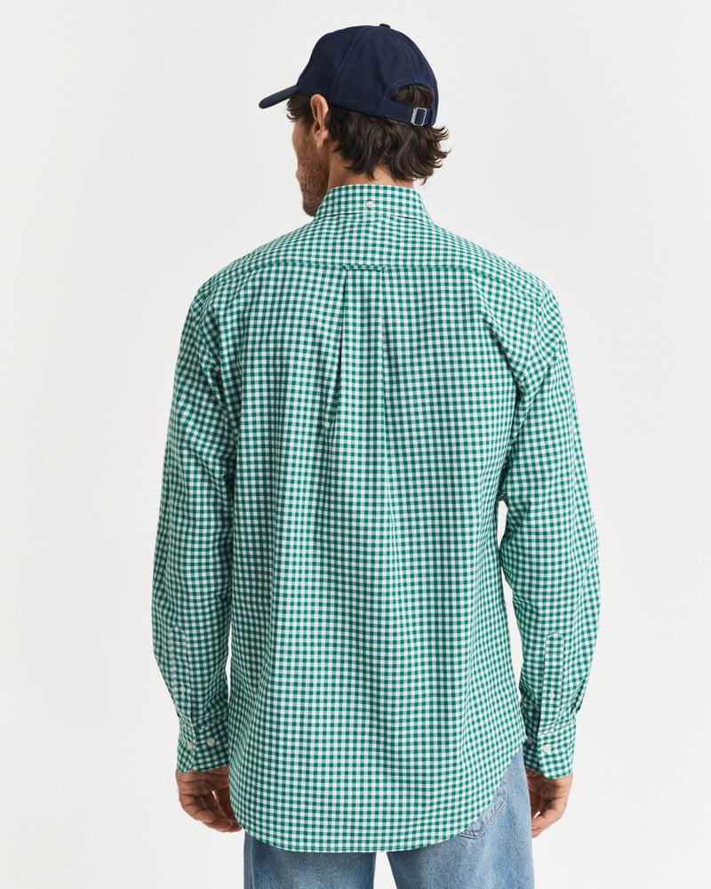 GANT Mens Regular Classic Poplin Gingham Shirt Deep Green Northern