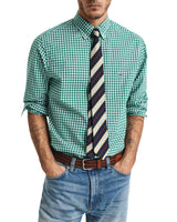 GANT Mens Regular Classic Poplin Gingham Shirt Deep Green Northern