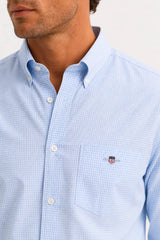 GANT Mens Regular Classic Poplin Gingham Shirt Light Blue Northern