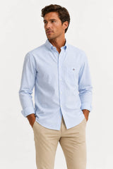 GANT Mens Regular Classic Poplin Gingham Shirt Light Blue Northern