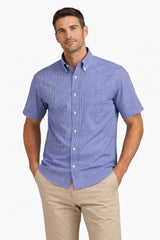 GANT Mens Regular Classic Poplin Gingham SS Shirt College Blue