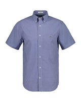 GANT Mens Regular Classic Poplin Gingham SS Shirt College Blue