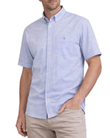 GANT Mens Regular Classic Poplin Gingham SS Shirt Light Blue Northern