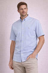 GANT Mens Regular Classic Poplin Gingham SS Shirt Light Blue Northern