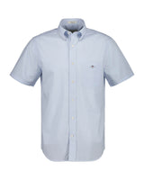 GANT Mens Regular Classic Poplin Gingham SS Shirt Light Blue Northern