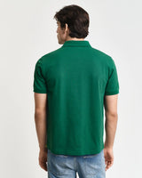 GANT Mens Regular Contrast Pique Polo Deep Forest Green Northern