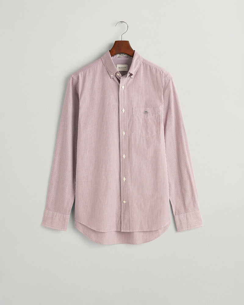 GANT Mens Regular Fit Banker Stripe Poplin Shirt wine Red Northern