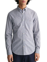 GANT Mens Regular Fit Microcheck Poplin Shirt Dove Blue Northern