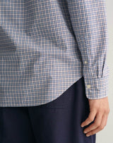 GANT Mens Regular Fit Microcheck Poplin Shirt Dove Blue Northern
