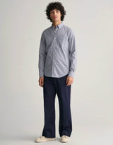 GANT Mens Regular Fit Microcheck Poplin Shirt Dove Blue Northern