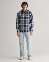 GANT Mens Regular Fit Poplin Checked Shirt Classic Blue Northern