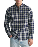 GANT Mens Regular Fit Poplin Checked Shirt Classic Blue Northern