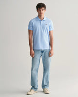 GANT Mens Regular Fit Shield Piqué Polo Shirt Capri Blue Northern