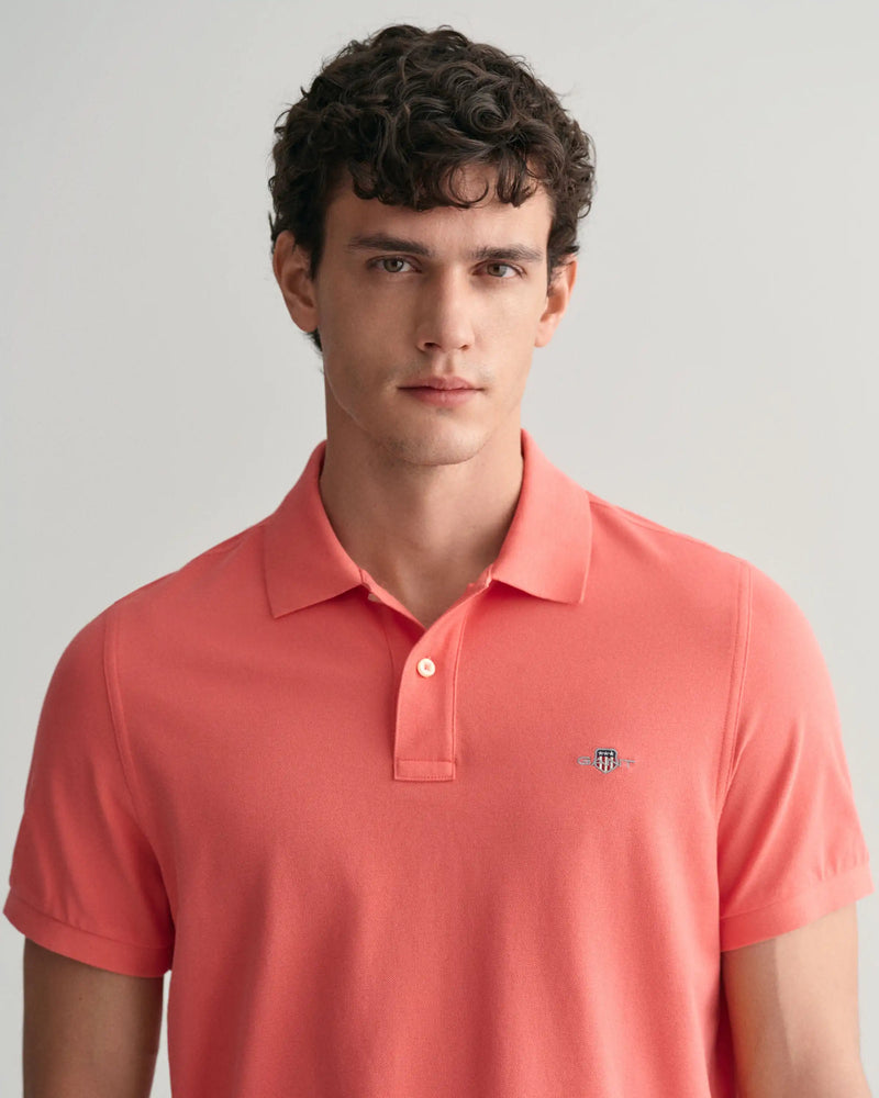 GANT Men’s Regular Fit Shield Pique Polo Shirt Sunset Pink Northern