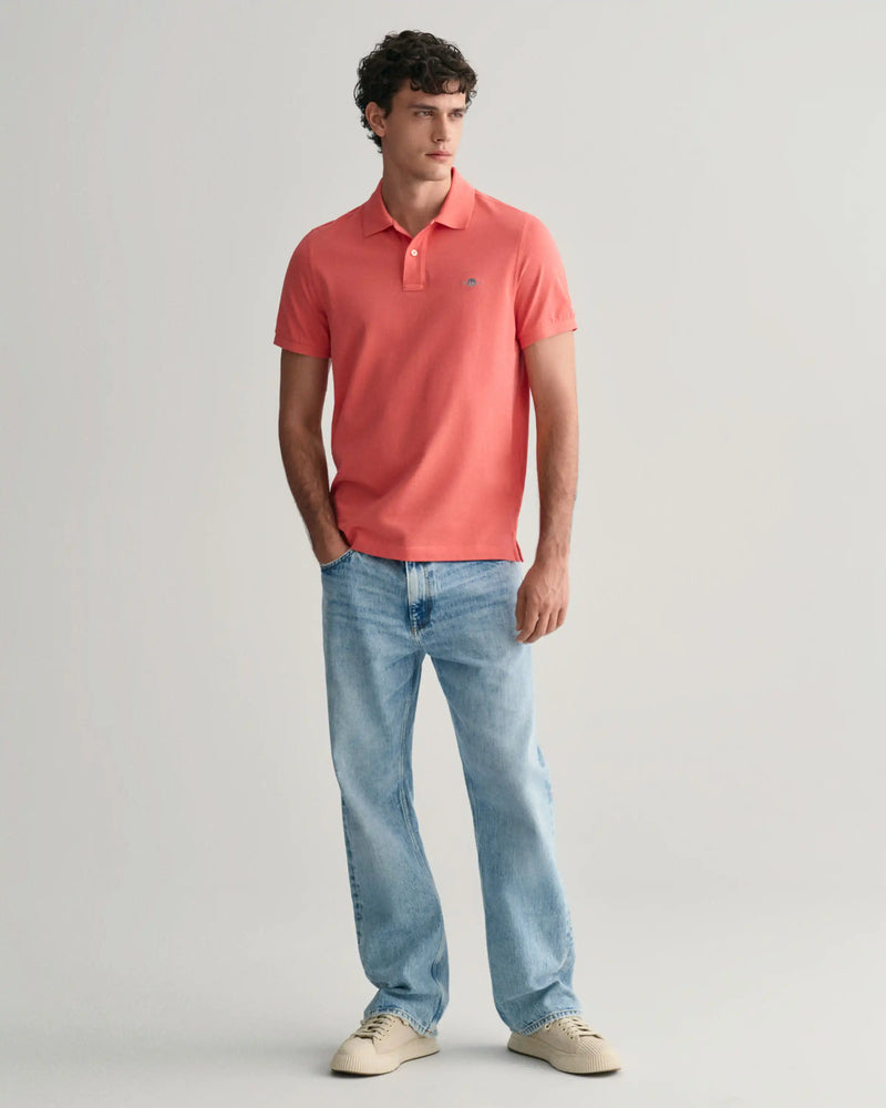 GANT Men’s Regular Fit Shield Pique Polo Shirt Sunset Pink Northern