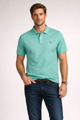 GANT Mens Regular Fit Shield Polo Shirt Muted Turquoise Northern