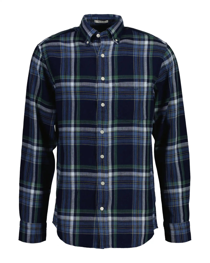 GANT Mens Regular Indigo Twill Check Shirt Dark Indigo Ballynahinch