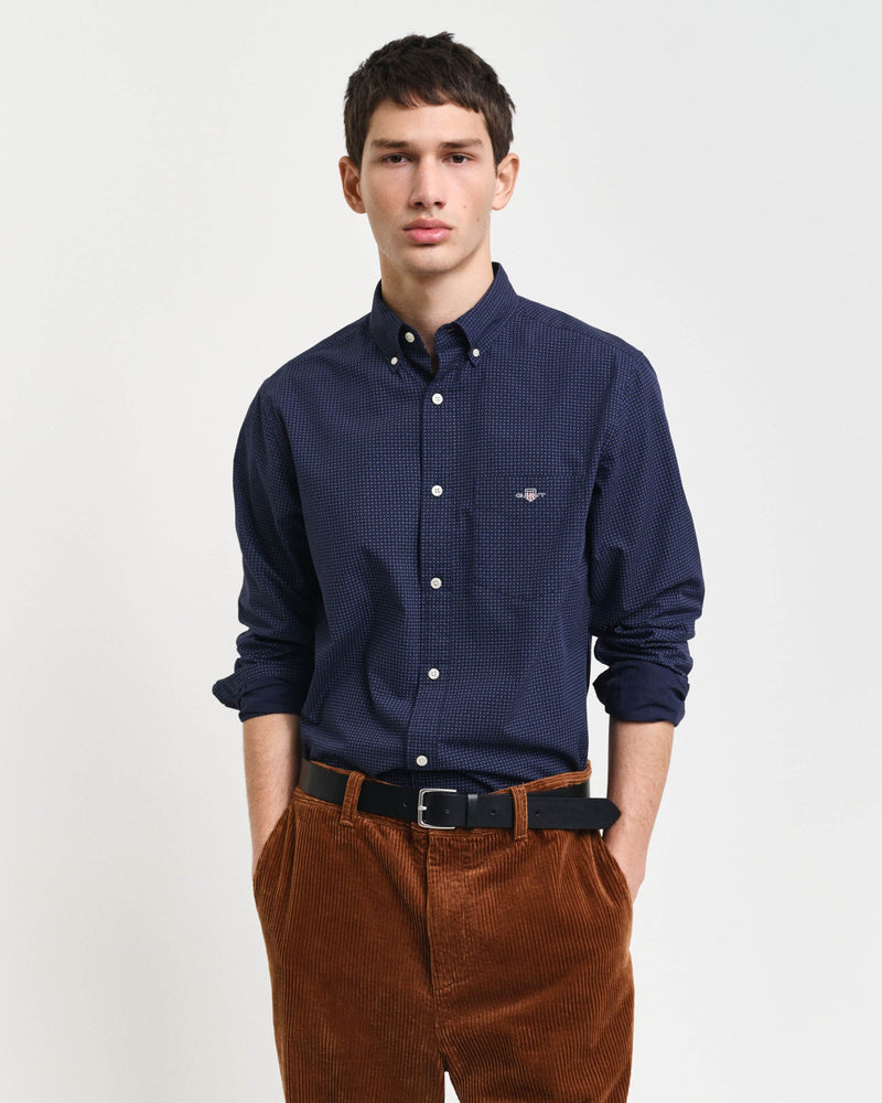 GANT Mens Regular Micro Print Shirt Evening Blue Northern Ireland