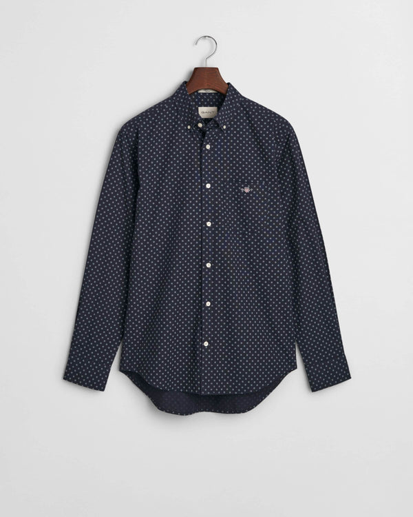 GANT Mens Regular Micro Print Shirt Evening Blue Northern Ireland