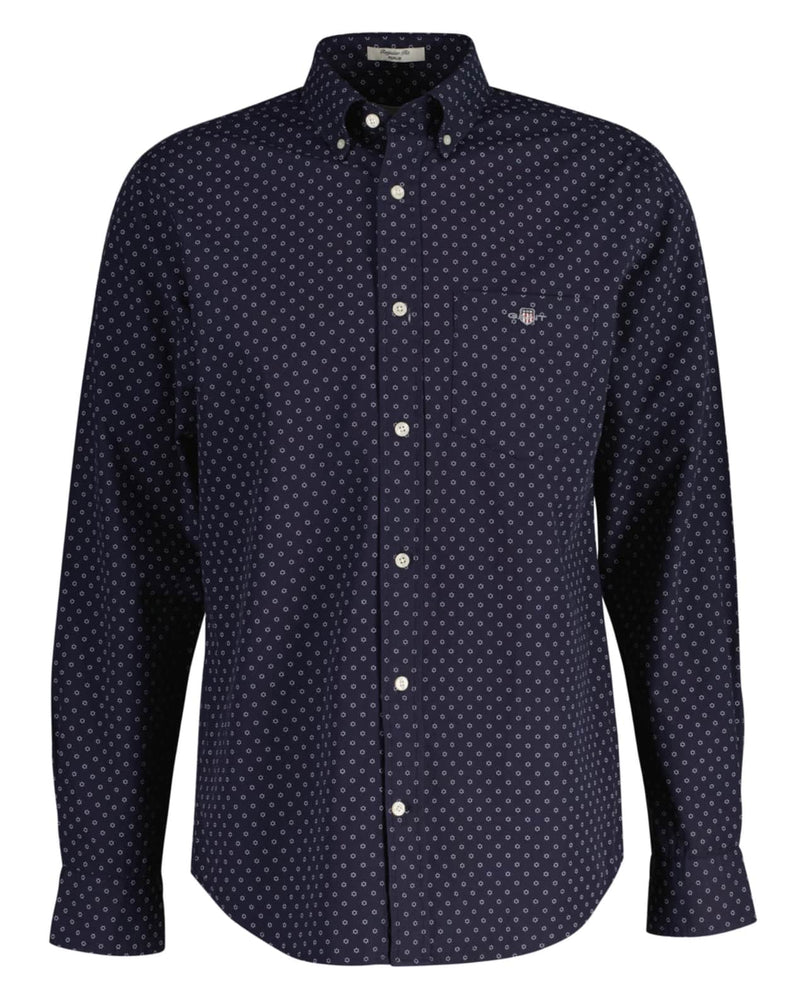GANT Mens Regular Micro Print Shirt Evening Blue Northern Ireland