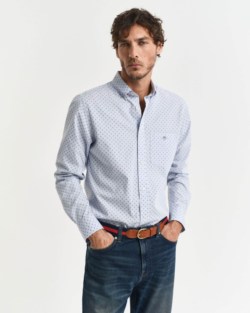 GANT Mens Regular Micro Print Shirt Light Blue Northern Ireland
