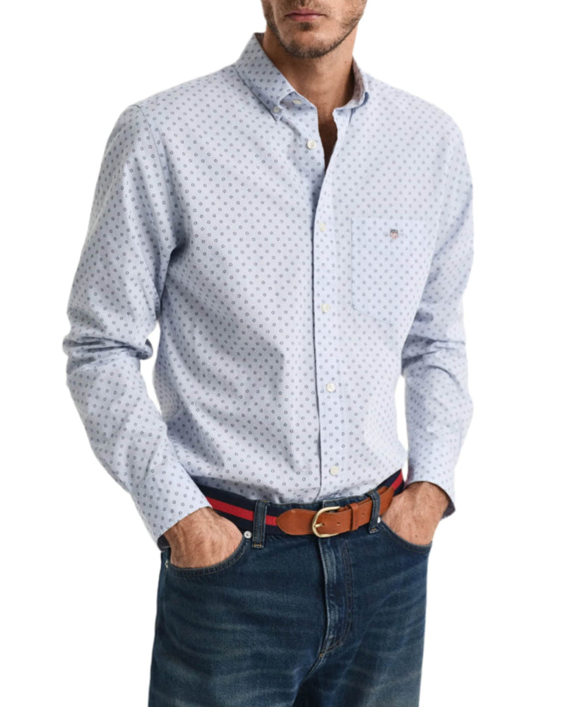 GANT Mens Regular Micro Print Shirt Light Blue Northern Ireland