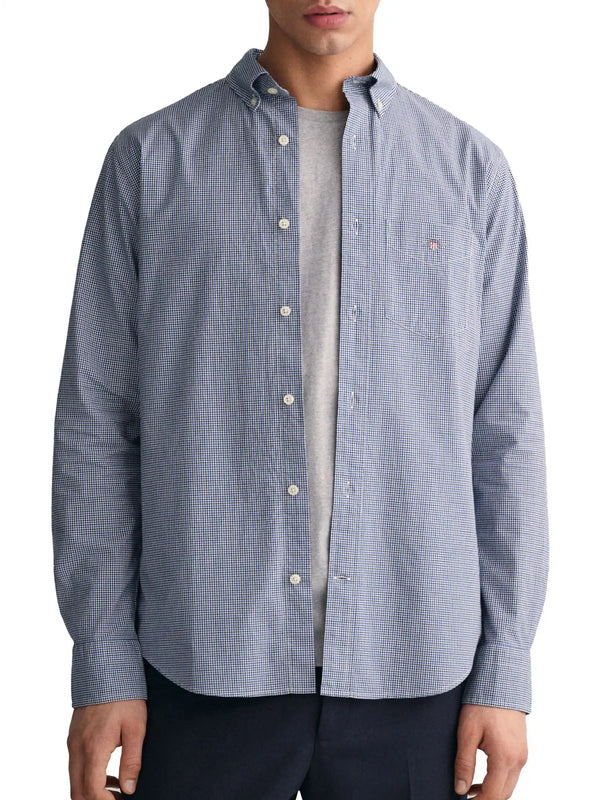 GANT Mens Regular Poplin Micro Check Shirt 3230182-436 College Blue