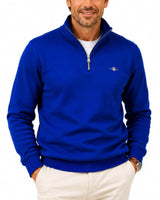 GANT Mens Regular Shield Half Zip Sweatshirt Crisp Blue Northern