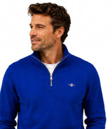 GANT Mens Regular Shield Half Zip Sweatshirt Crisp Blue Northern