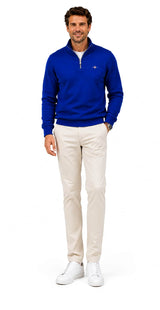 GANT Mens Regular Shield Half Zip Sweatshirt Crisp Blue Northern