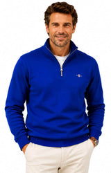 GANT Mens Regular Shield Half Zip Sweatshirt Crisp Blue Northern