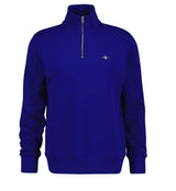 GANT Mens Regular Shield Half Zip Sweatshirt Crisp Blue Northern