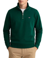 GANT Mens Regular Shield Half Zip Sweatshirt Deep Forest Green