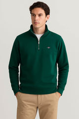 GANT Mens Regular Shield Half Zip Sweatshirt Deep Forest Green