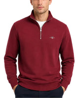 GANT Mens Regular Shield Half Zip Sweatshirt Deep Grape Wine Northern