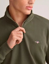 GANT Mens Regular Shield Half Zip Sweatshirt Juniper Green Northern