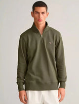 GANT Mens Regular Shield Half Zip Sweatshirt Juniper Green Northern