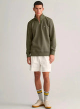 GANT Mens Regular Shield Half Zip Sweatshirt Juniper Green Northern