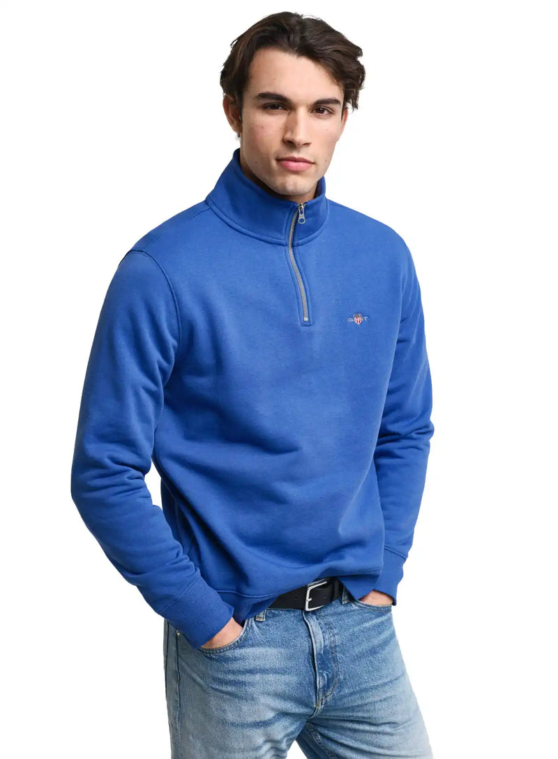 GANT Mens Regular Shield Half Zip Sweatshirt Lapis Blue Northern